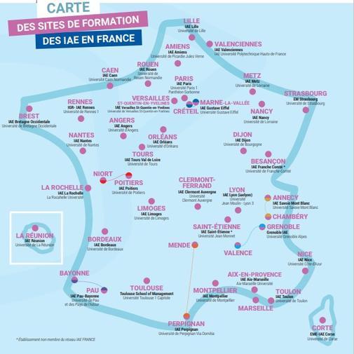 Mapa de los IAE en Francia